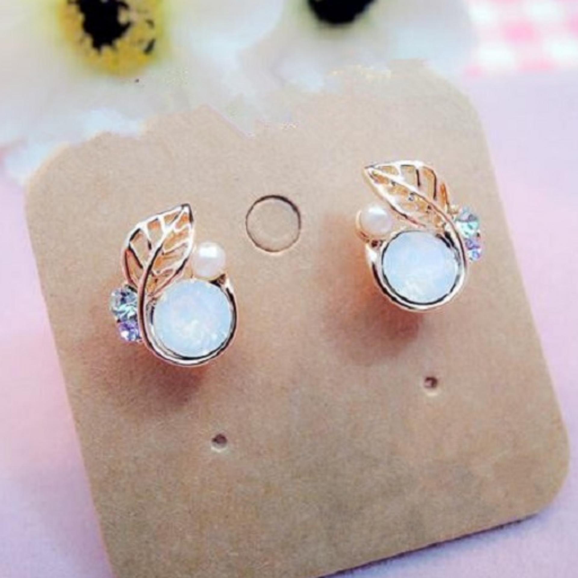 Bông tai nữ thời trang chiếc lá ngọc trai hhn-e387