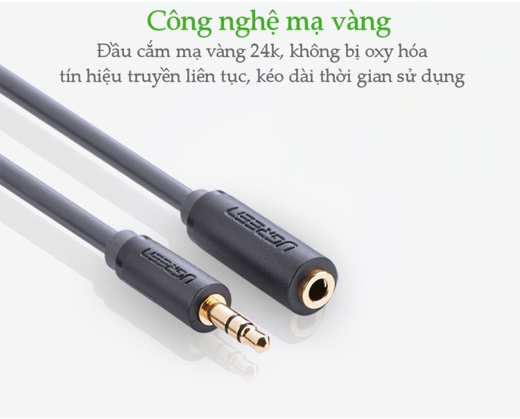 Cáp âm thanh kéo dài hai đầu chuẩn 3.5mm 1 đầu đực 1 đầu cái dài 0.5-1M UGREEN AV124 . Cáp âm thanh kéo dài hai đầu chuẩn 3.5mm 1 đầu đực 1 đầu cái dài 0.5-1M UGREEN AV124 .