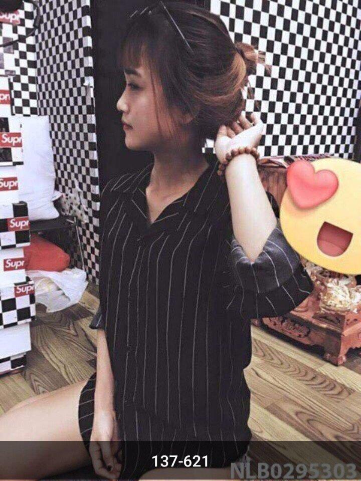 Áo sơmi nữ tay dài kẻ sọc