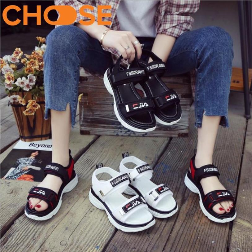 Giày Sandal Nữ/ Quai Hậu Quai Ngang In Chữ Đế Cao Su 1504 giá rẻ
