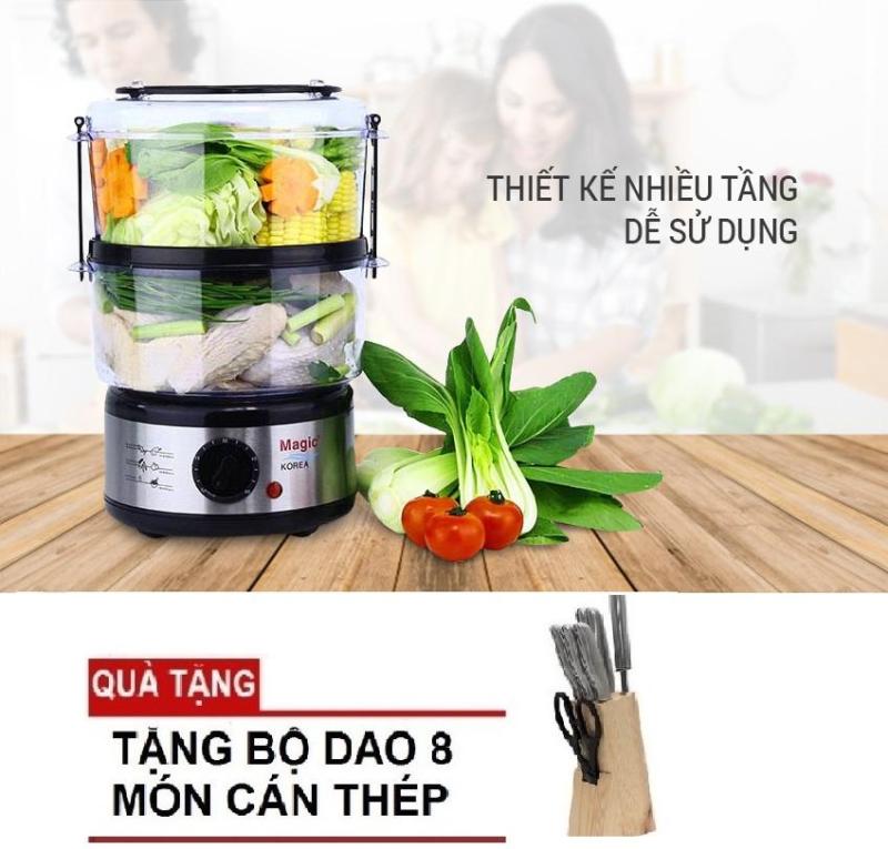 Máy Hấp Thực Phẩm Magic Korea A64 2018 (Xám) Tặng Kèm Bộ Dao 8 Món Cán Thép Cao Cấp Ân Phước Store