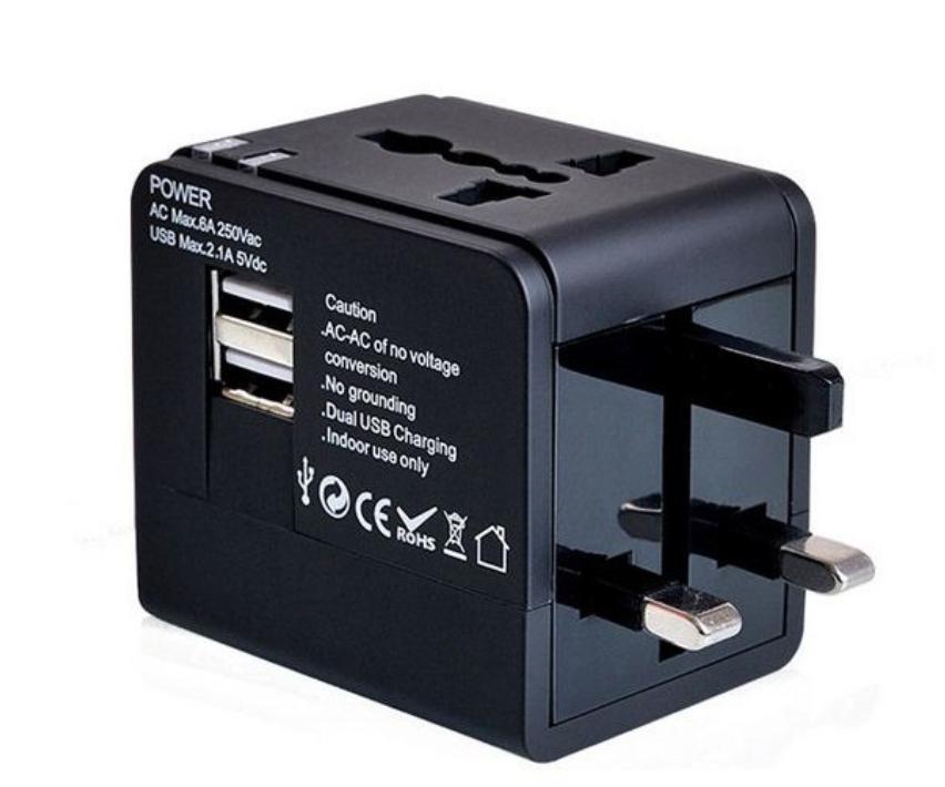 Ổ Cắm Điện Đa Năng thích hợp mọi chuẩn quốc tế có kèm 2 cổng USB (dùng đi du lịch)