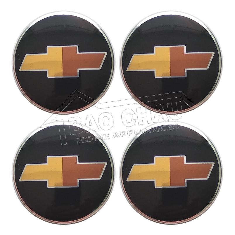 Bộ 4 cái logo chụp mâm bánh xe Ô tô dùng cho lazang xe Che.vrolet Captiva, Lacetti, AVEO (Đen)
