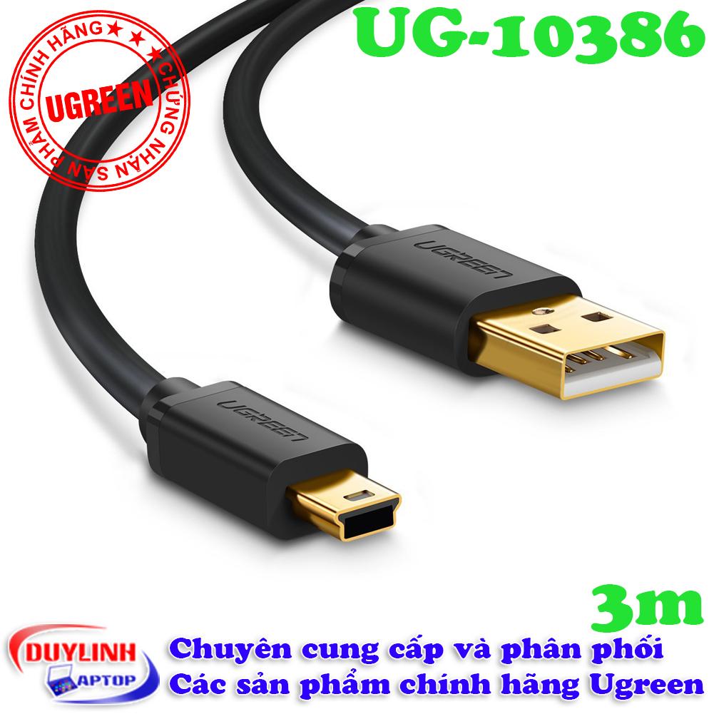 Cáp Mini USB to USB 2.0 mạ vàng dài 3m cao cấp UGREEN 10386