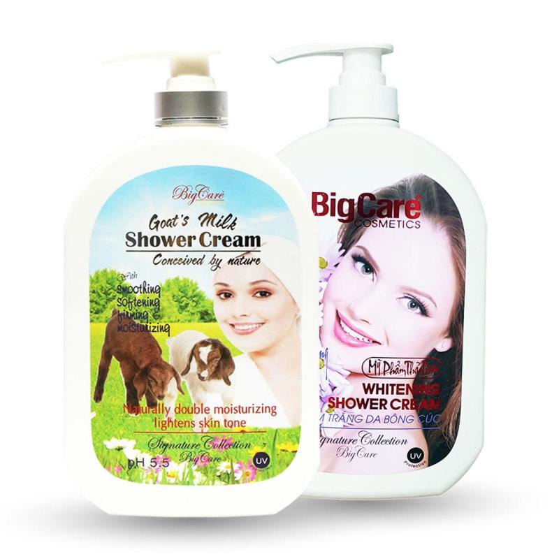 2 Sữa Tắm Trắng Da Sữa Dê Hương Hoa Bigcare Tròn 1200ml nhập khẩu