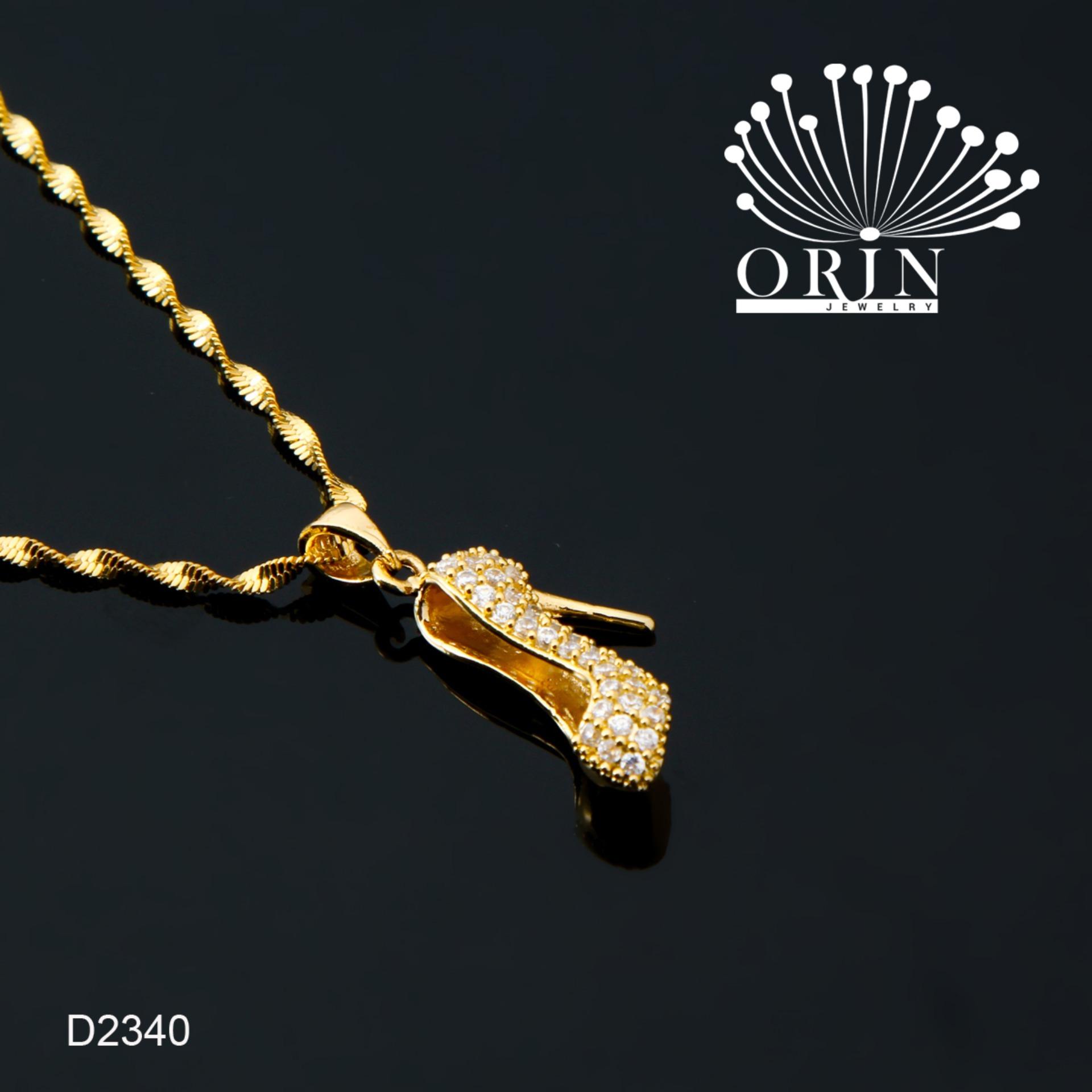 Dây chuyền nữ thời trang dây xoắn mặt chiếc giày lọ lem đính đá sành điệu Orin D2340 - Long Tien