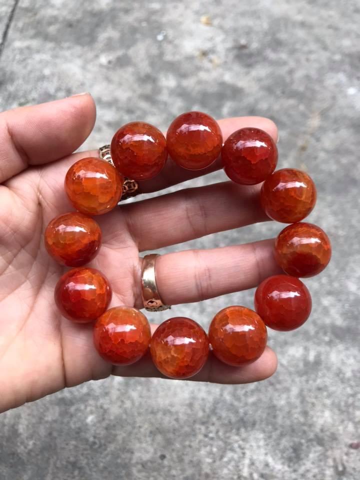 VÒNG TAY ĐÁ MÃ NÃO VÂN RỒNG ĐỎ 18LY