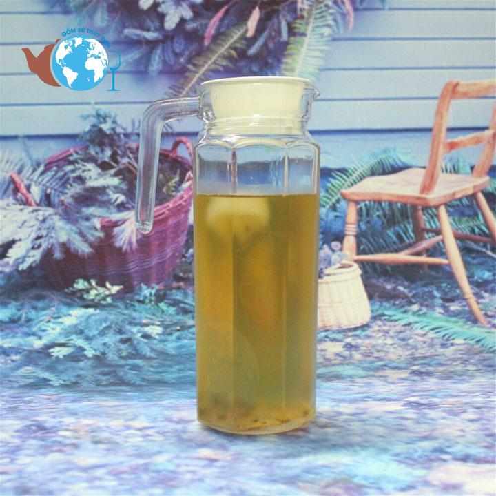 Bình quai thủy tinh miệng rót 1000ml lục giác deli bjh-1