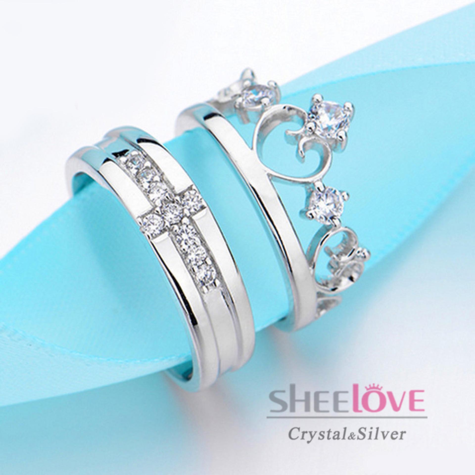 [HCM]Nhẫn đôi bạc S925 -30% Thời trang Hàn Quốc Chất lượng cao cấp freesize Giá sỉ Quà tặng Hộp Đẹp đính đá lấp lánh dễ thương (1 cặp 2 chiếc)