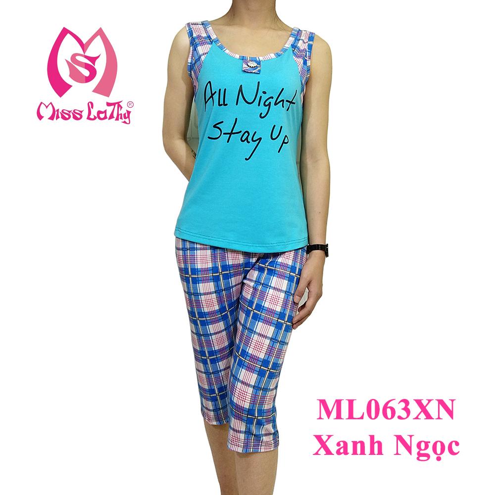 ML063 - Bộ mặc nhà nữ All Night Stay Up caro sát nách quần lửng MISS LATHY