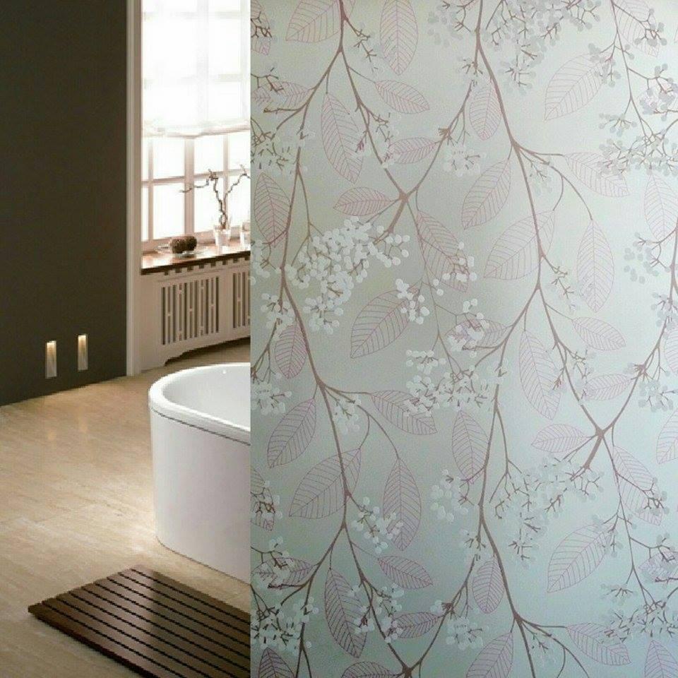 5m Decal giấy dán kính/kiếng hoa trắng lá hồng