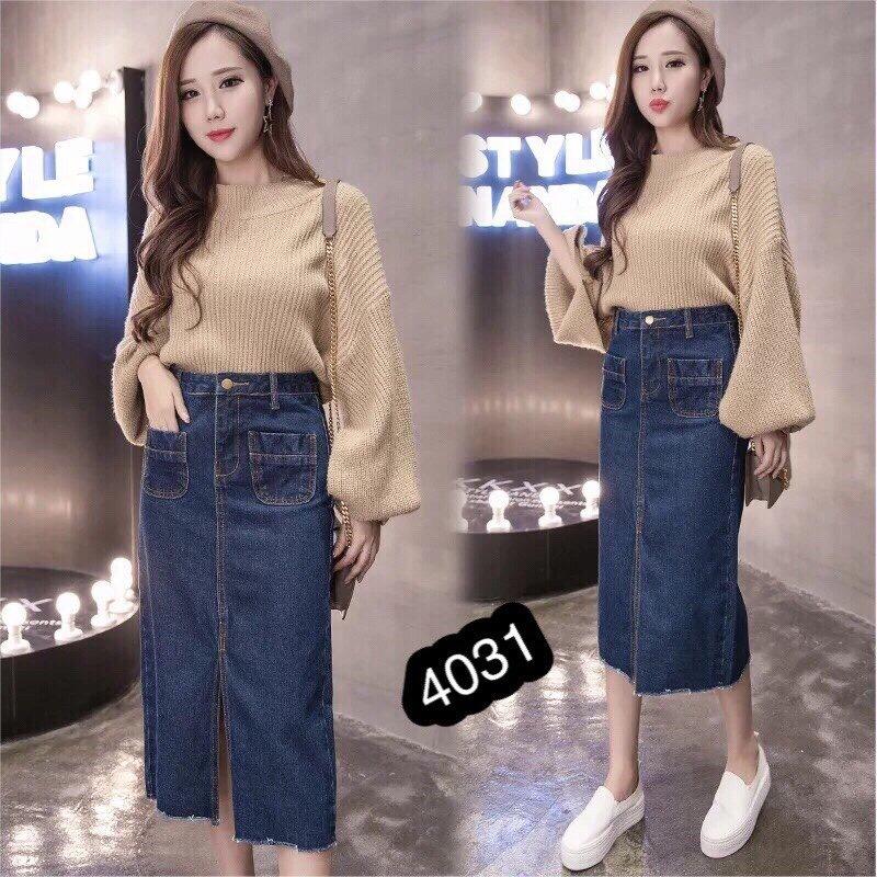 [HCM]Chân Váy Bò Dài Xẻ Thời Trang N4030-31