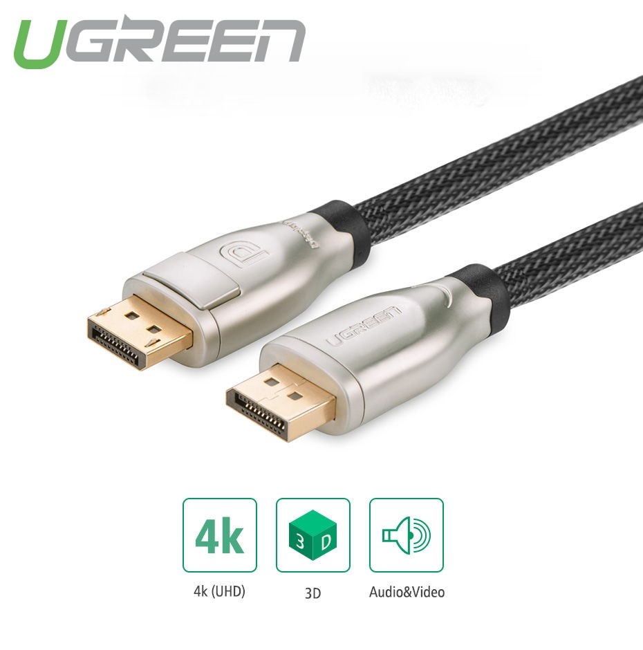 Dây DisplayPort 1.2 hỗ trợ 3D, 4Kx2K 60Hz, 1M UGREEN DP107 Dây DisplayPort 1.2 hỗ trợ 3D, 4Kx2K 60Hz, 1M UGREEN DP107