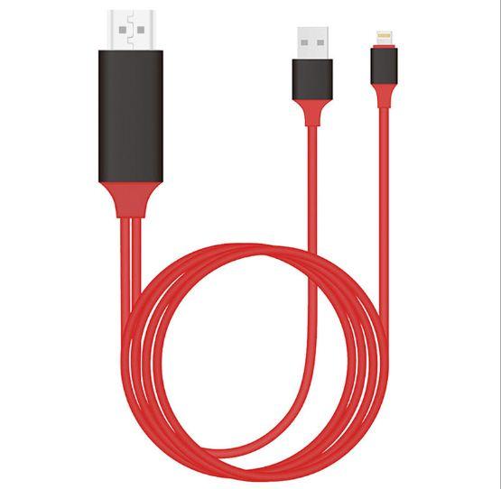 Cáp HDMI nối điện thoại với ti vi dùng cho Iphone 5/5S/6/6S/7/7P/8/8P/IphoneX hệ điều hành IOS 8-11 mới 2018 (Đỏ)