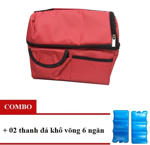 Combo Túi giữ nhiệt đựng bình sữa 2 ngăn tiện dụng + 2 thanh đá võng 3 sóng