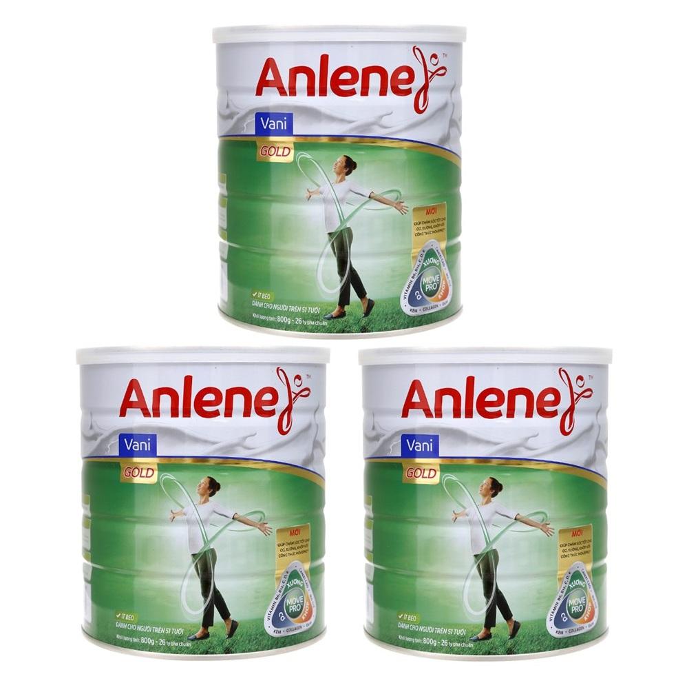 Bộ 3 hộp sữa anlene gold move pro dành cho người trên 40 tuổi hương vani 800g