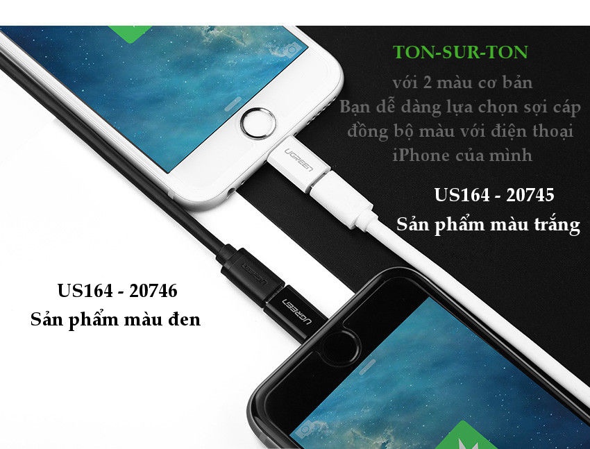 Đầu chuyển đổi Micro USB sang Lightning MFI UGREEN US258 /US164 Đầu chuyển đổi Micro USB sang Lightning MFI UGREEN US258 /US164