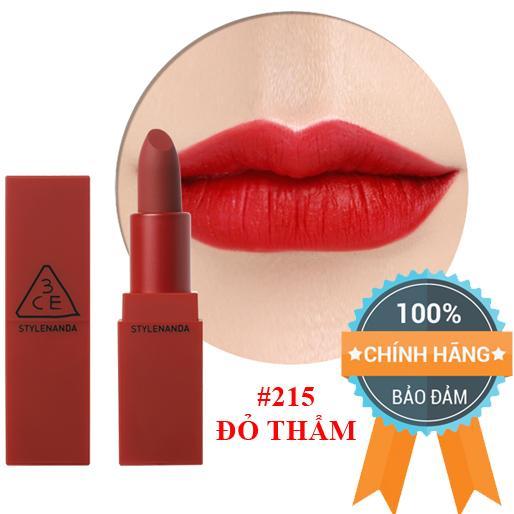 Son Lì 3CE Red Recipe Matte Lip Color #215 Ruby Tuesday - Màu Đỏ Thẩm - Chính Hãng 100%