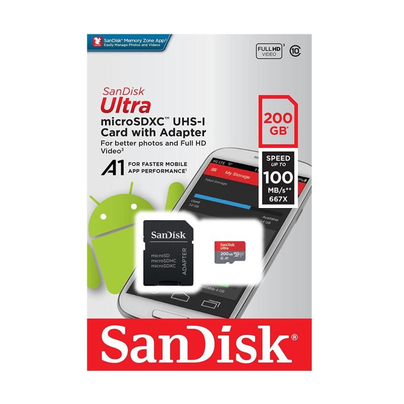 [HCM]Thẻ nhớ MicroSDXC SanDisk Ultra A1 200GB 100MB/s kèm adapter (Đỏ) - Phụ Kiện 1986