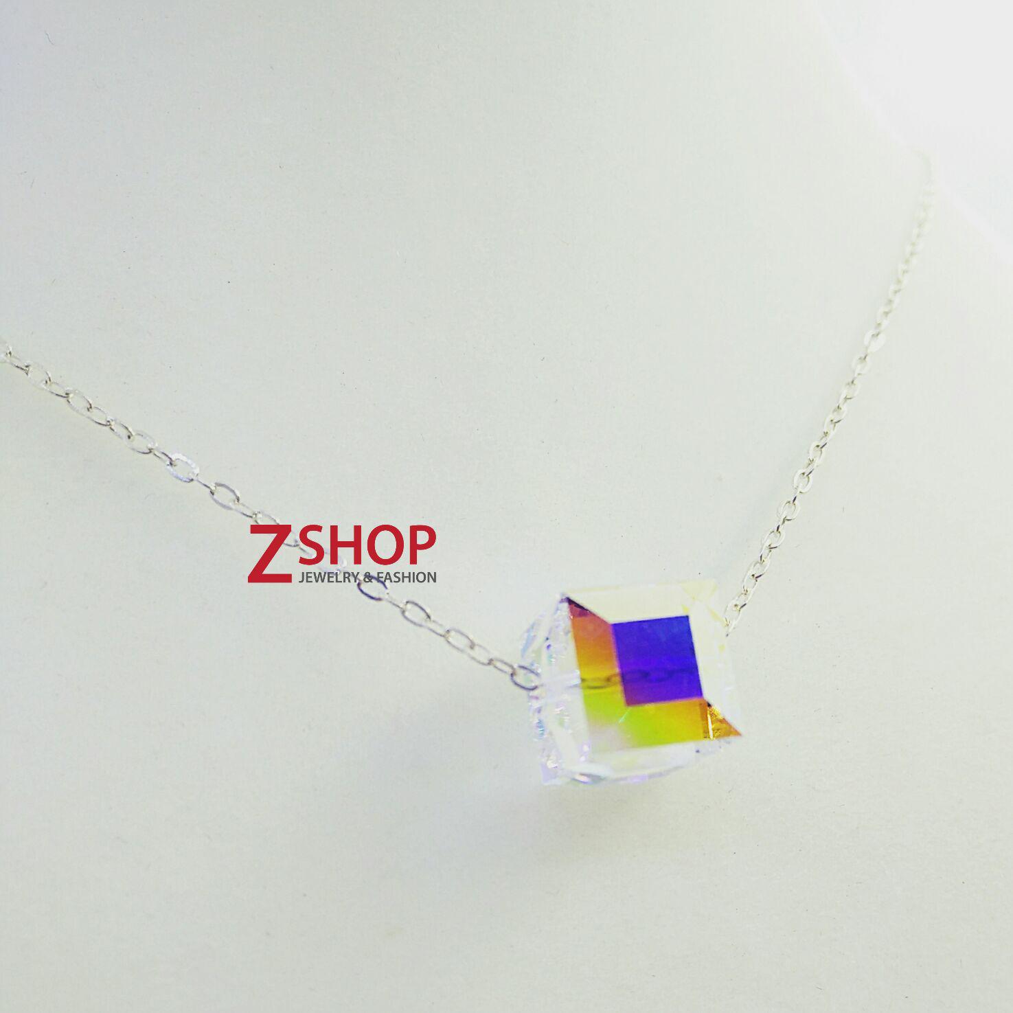 Hạt pha lê Swarovski vuông trắng lấp lánh 10 ly