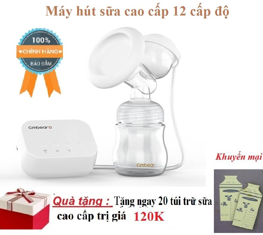 Máy hút sữa điện đơn 12 cấp độ có maxa silicon nguồn điện bằng USB+ tặng kèm túi trữ sữa Honey care