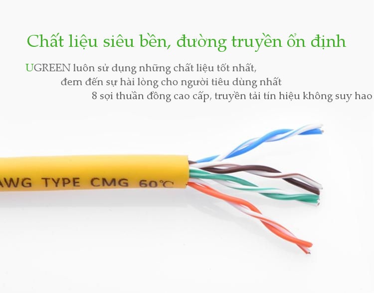 Cáp mạng đúc sẵn 2 đầu Cat 5 dài 1-10M Ugreen NW103 Cáp mạng đúc sẵn 2 đầu Cat 5 dài 1-10M Ugreen NW103
