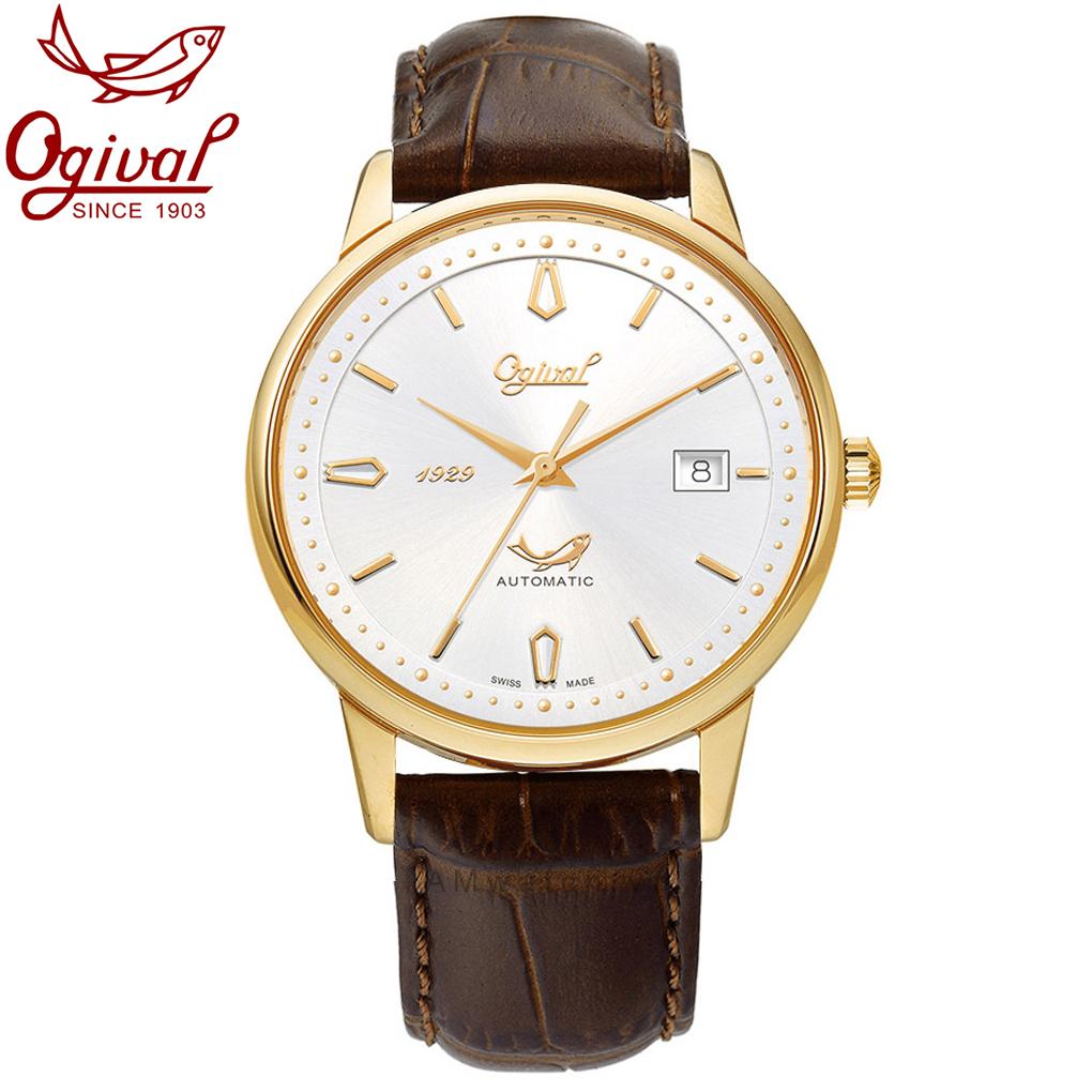 Đồng hồ nam mặt kính sapphire Ogival OG1929-24AGK-GL trắng