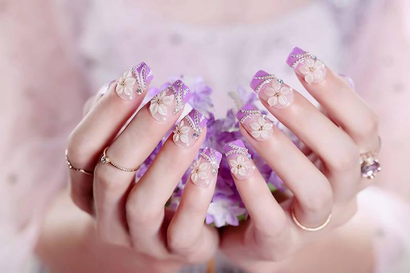 Hộp 24 Móng tay giả , nail giả , móng giả (kèm keo dán)