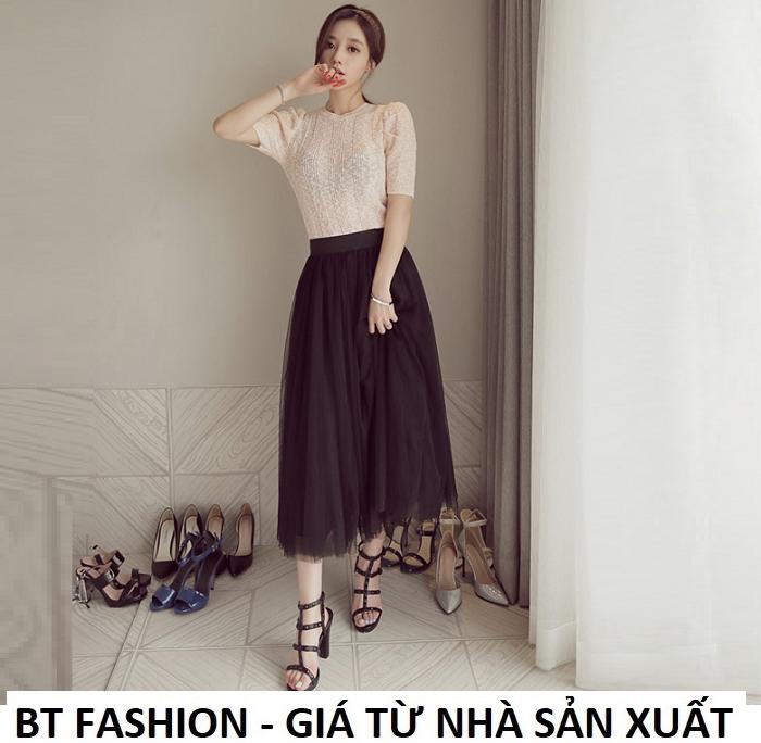 Chân Váy Xòe Dài Duyên Dáng Thời Trang Hàn Quốc - BT Fashion (VA04 - Vải Lưới)