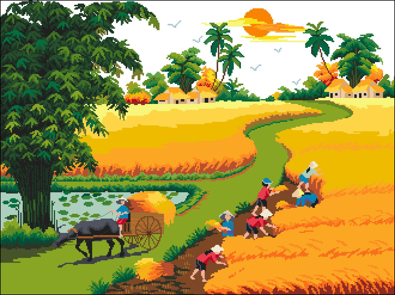 Tranh thêu chữ thập phong cảnh việt nam 6