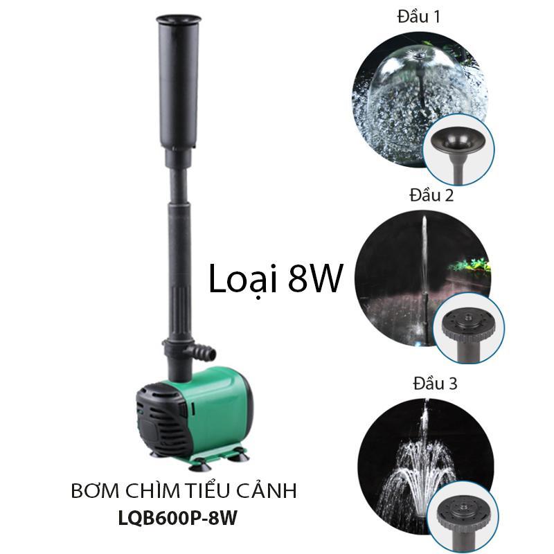 Máy bơm chìm 8W-14W không chổi than có đầu phun hình lá sen cho tiểu cảnh, hòn non bộ, bể cảnh