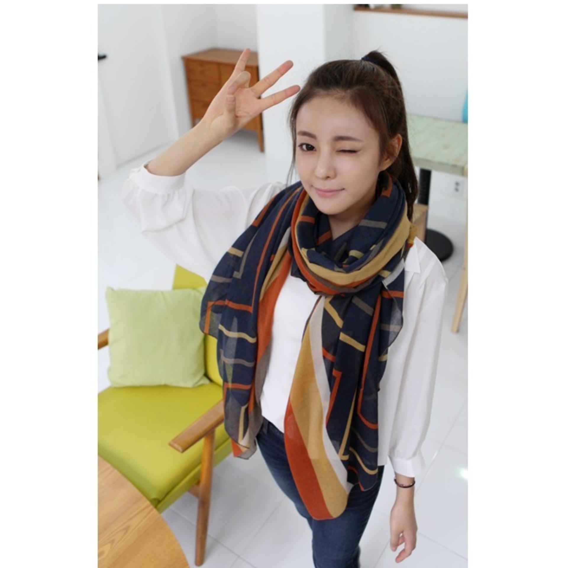 Khăn voan nữ hoạ tiết hình học style hàn quốc