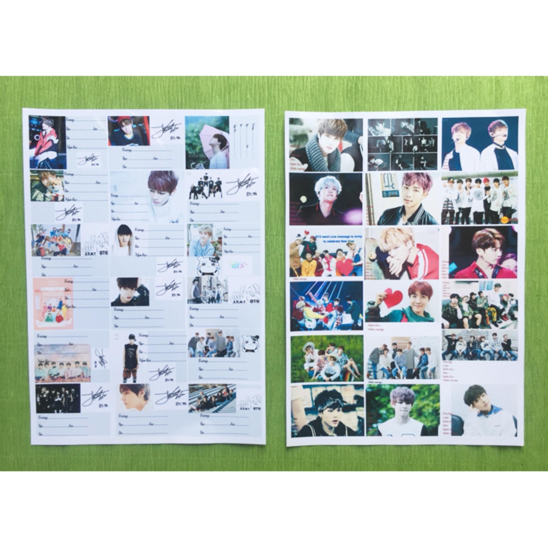 Combo 90 nhãn vở BTS tặng 1 móc khóa in hình BTS
