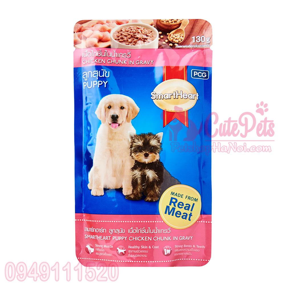 [HOÀN TIỀN 10%]Pate Smart Heart Puppy 150g Vị gà nấu xốt Dành cho chó con - CutePets