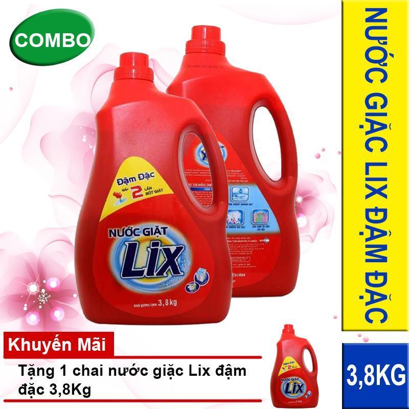 Mua 2 chai nước giặt lix đậm đặc 3,8kg + tặng ngay 1 sản phẩm cùng loại