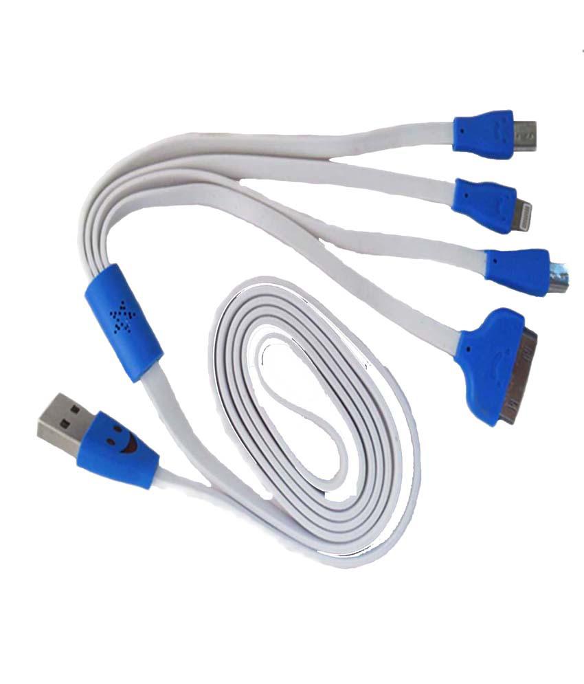 [HCM]Cáp sạc đa năng 4 đầu dây dẹp có đèn led (có đầu chui nhỏ)