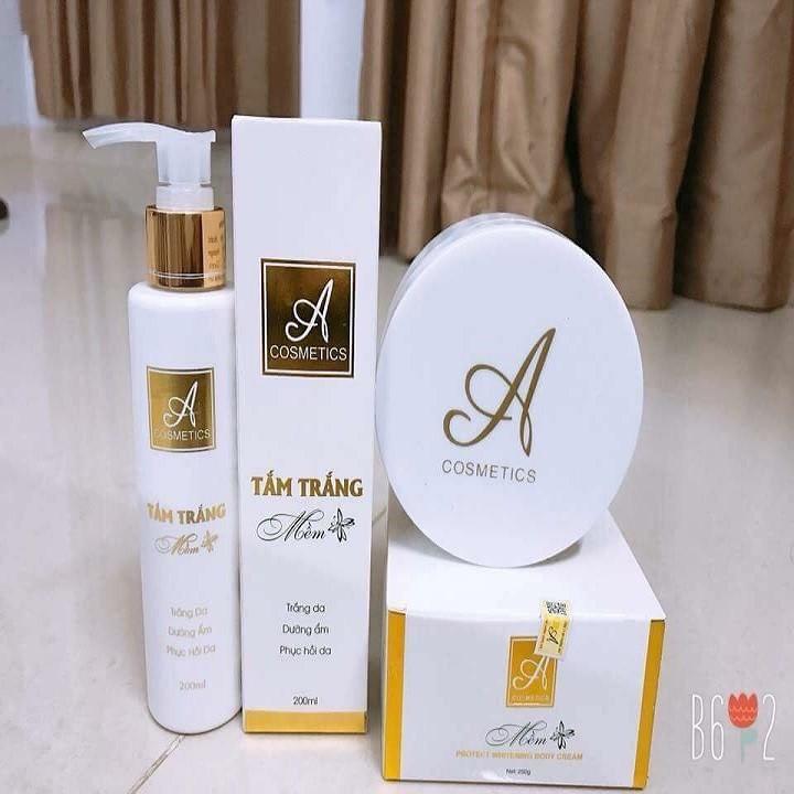Combo tắm trắng mềm và kem body mềm A Cosmetics