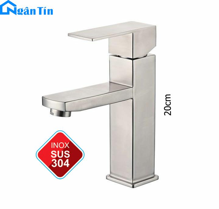 Vòi lavabo nóng lạnh cao 20cm inox sus304 protasa pt-503