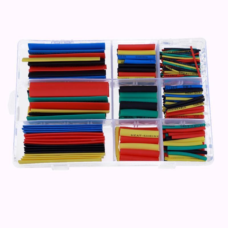 328pcs 5 Colors 8 Sizes 2:1 Assorted Shrinking Heat Shrink Tube Wrap Wire Cable Insulated Sleeving Tubing Set With Box
