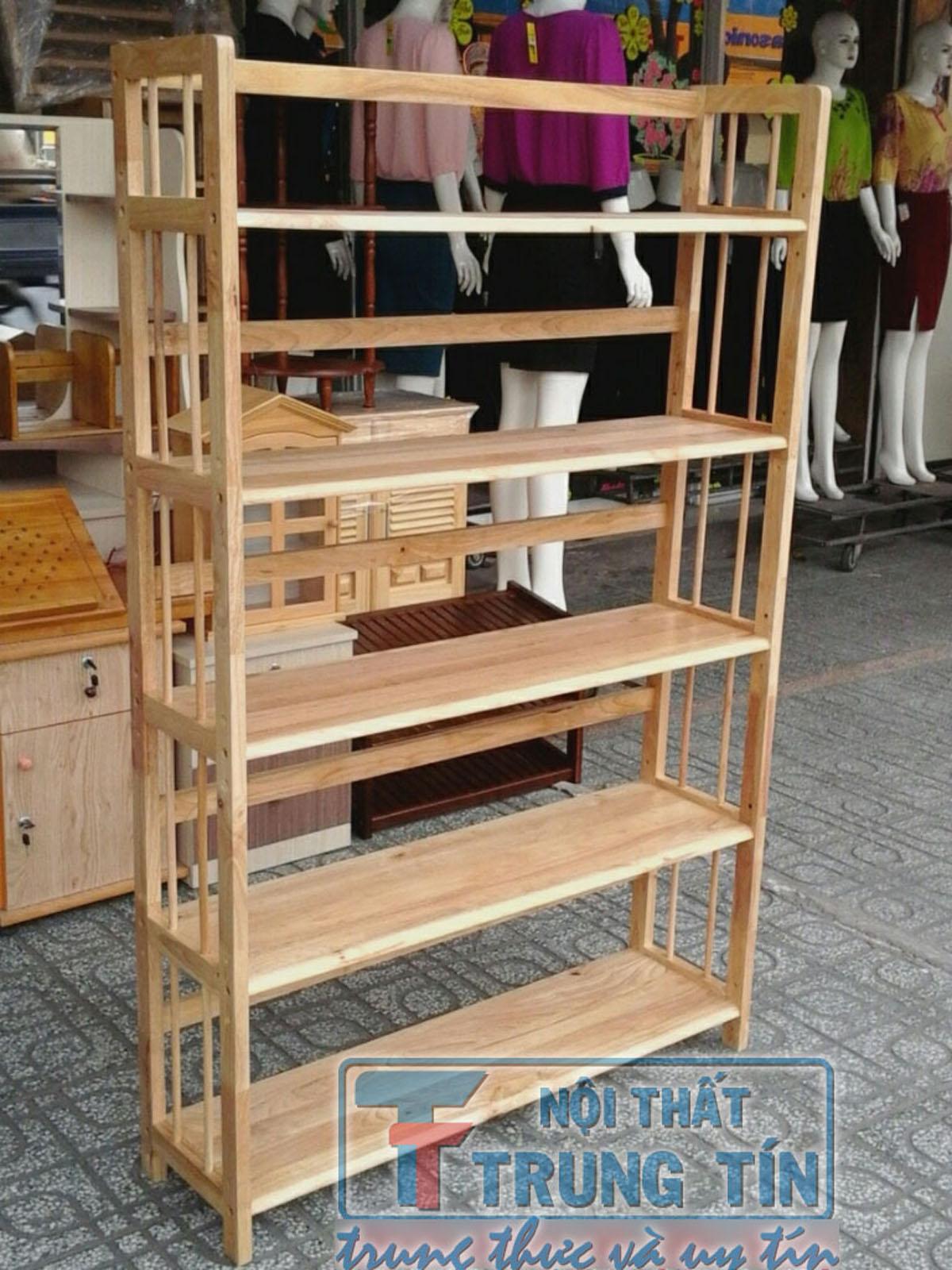 [HCM]kệ sách gỗ 5 tầng ngang 1m màu tự nhiên
