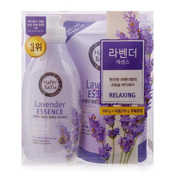 Bộ sữa tắm Happy Bath Lavender Essence 500gr + 250gr