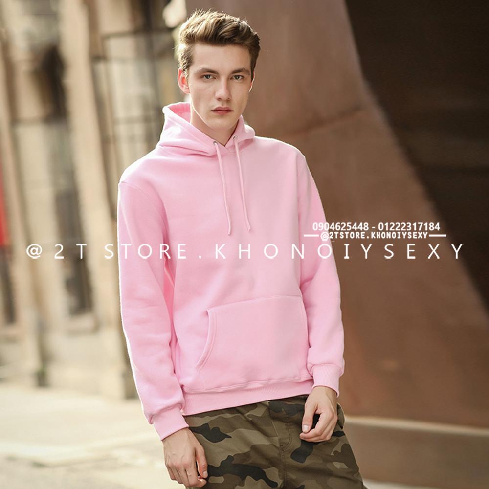 2T STORE ÁO KHOÁC HOODIE NỈ CÓ NÓN TRƠN MÀU HỒNG 2TAKN08001-1.jpg