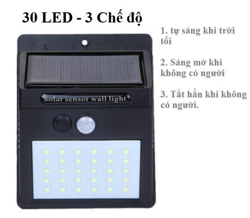 Đèn năng lượng mặt trời Solar 30 LED siêu sáng, 3 chế độ sáng (Đen)
