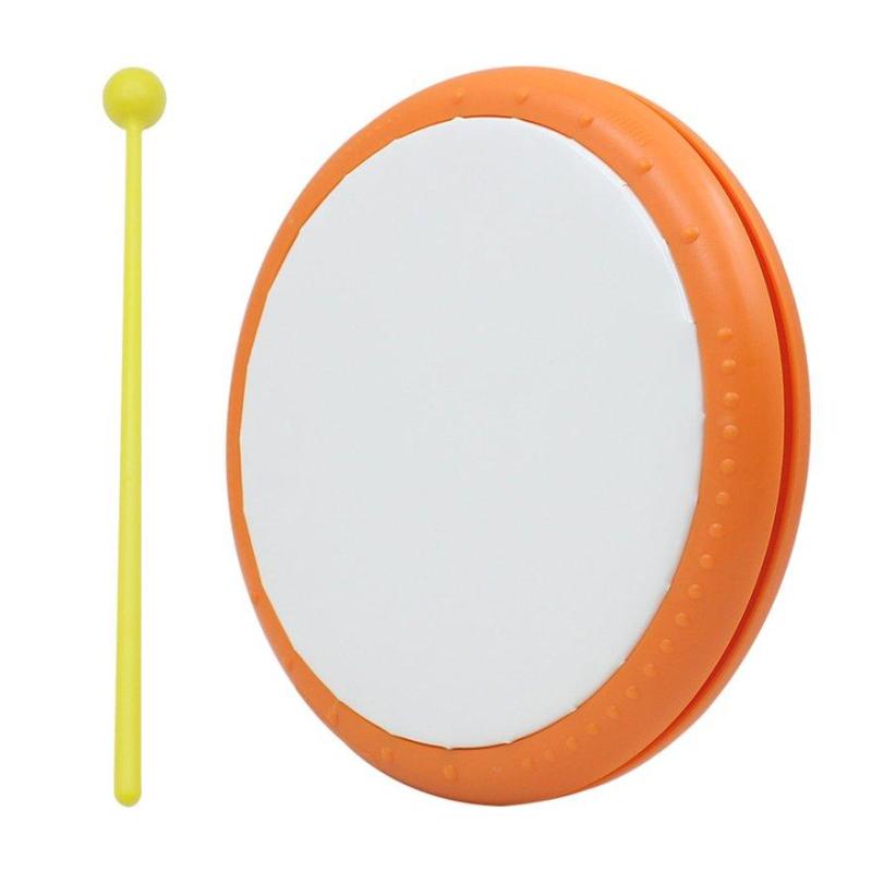 OBBB Tambourine Drum With Drumstick Plastic Percussion Instrument Durable Artistic Performance Beautiful Musical Toy