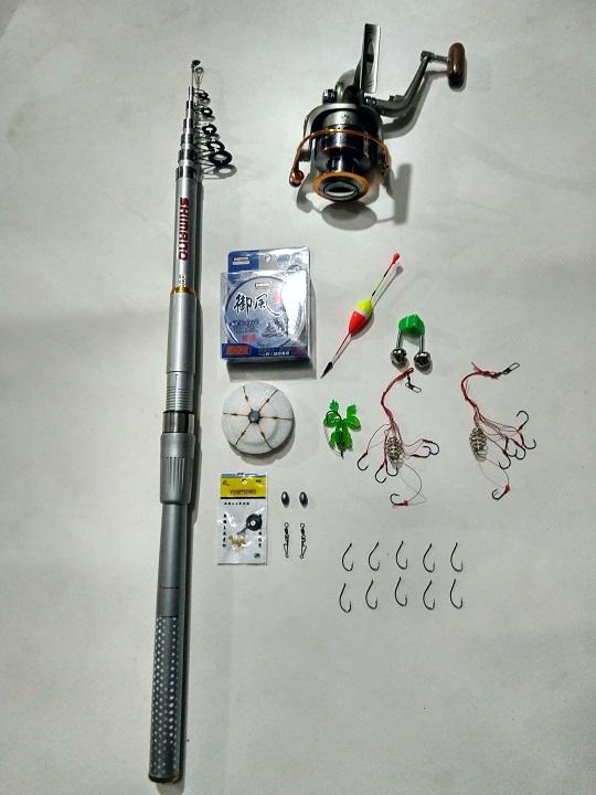 Bộ cần rút shimano trắng 3m, máy yumoshi LC6000