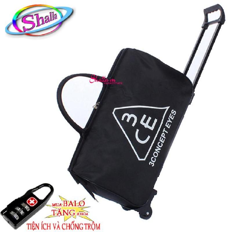 Túi du lịch cần kéo 3CE Shalla (Đen ,hồng)Tặng khóa