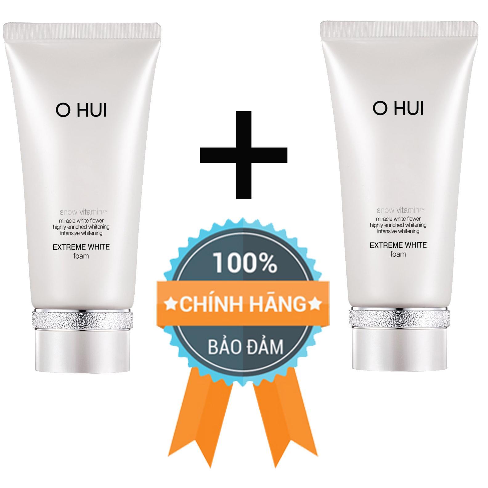 Bộ 2 Sữa Rửa Mặt Dưỡng Trắng Da Ohui Extreme White Foam Snow Vitamin 160ml - Chính Hãng Hàn Quốc
