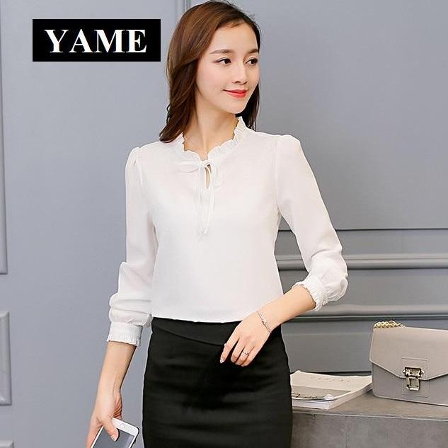 Áo sơ mi thắt nơ kiểu hàn yame smh289nt6w