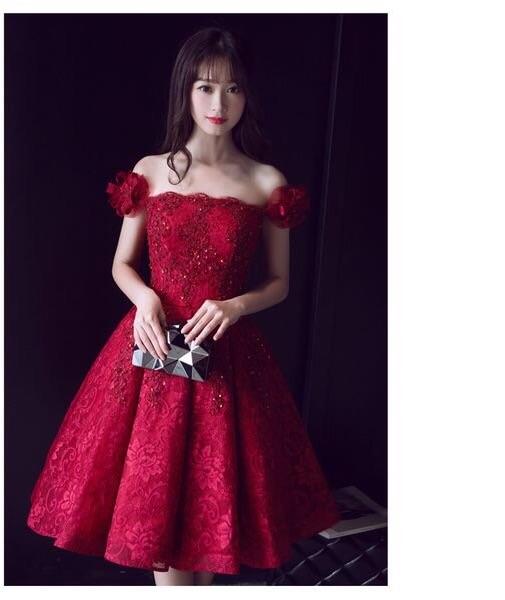 BN FASHION - Đầm xoè ren hoa 3D công chúa trễ vai cực sang chảnh quý phái