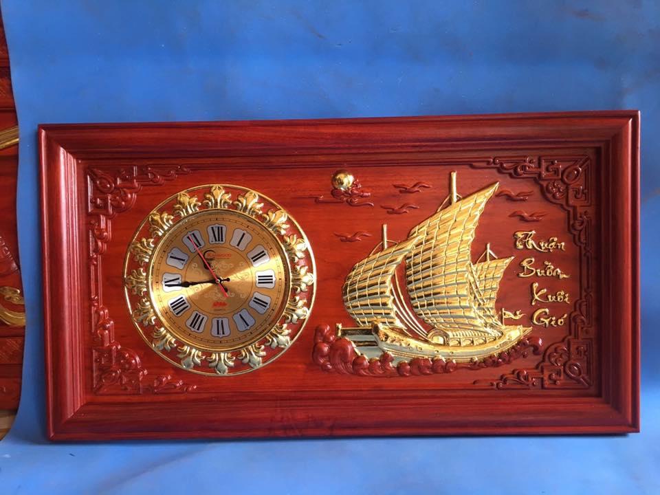 Tranh đồng hồ gỗ hương  Thuận Buồm Xuôi Gió